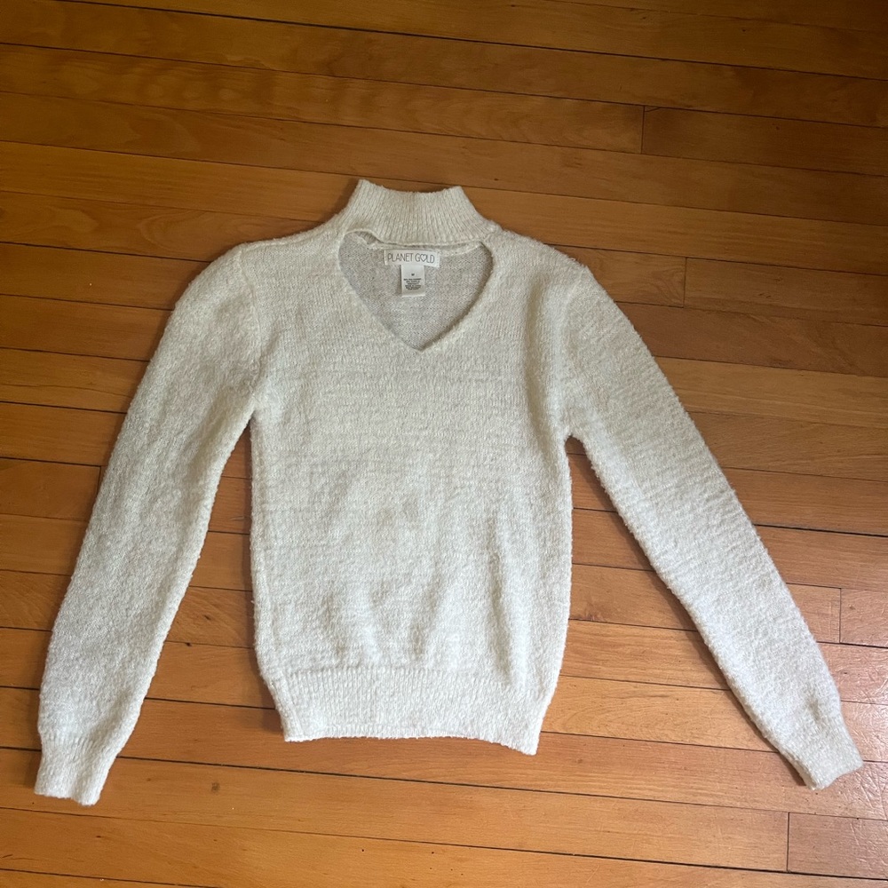 White cut out sweater from Planet Gold